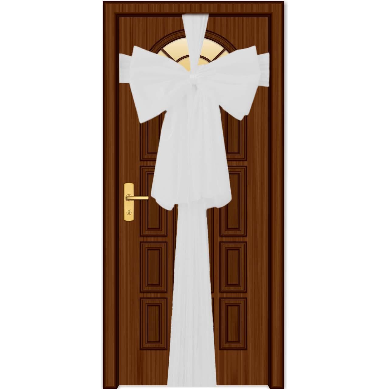 Christmas Door Bow - White 9m Giant Bow Door Cover - Front Door Decorations for Xmas Wedding Baby Shower Outside Home Decor