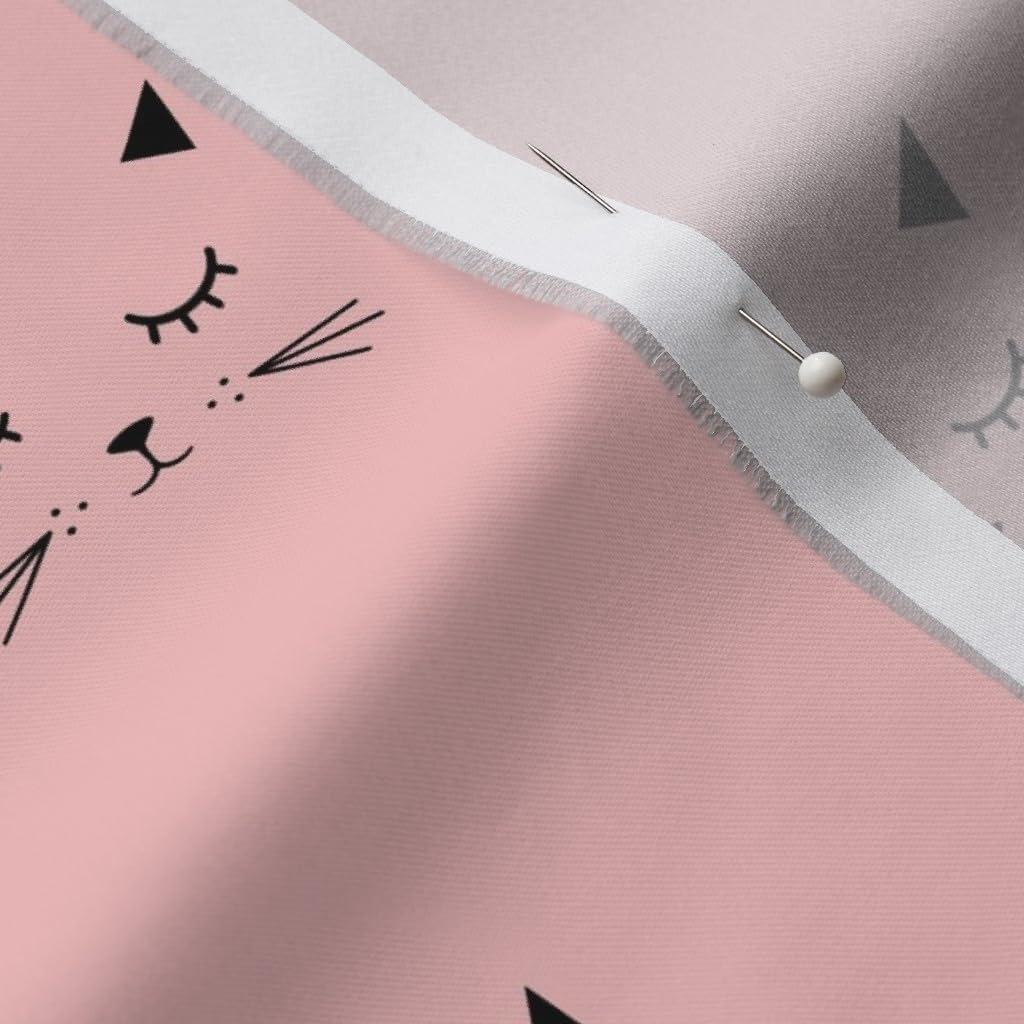 Spoonflower Fabric - Cats Blush Sweet Nursery Girl Printed on Organic Cotton Sateen Fabric by The Yard - Sewing Quilting Apparel Home Decor