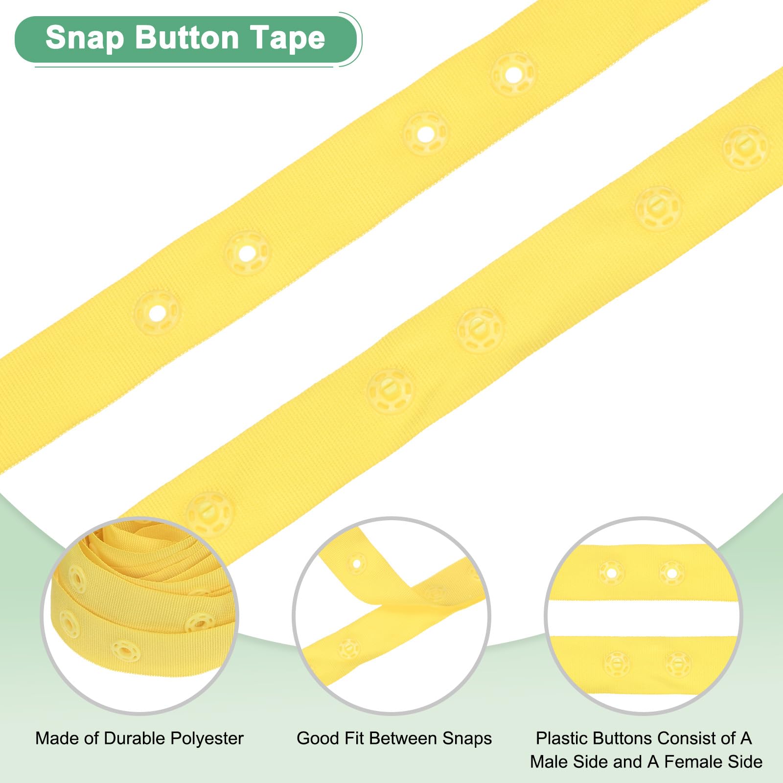 M METERXITY Plastic Snap Buttons, 2 Yards Plastic Snaps - Image 2