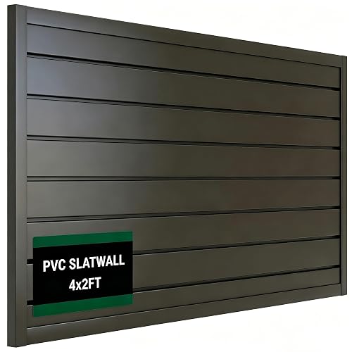 VDTEB Heavy Duty PVC Slatwall Panels 4x2FT Garage Organizer System, 75lb Capacity Wall Mount Storage