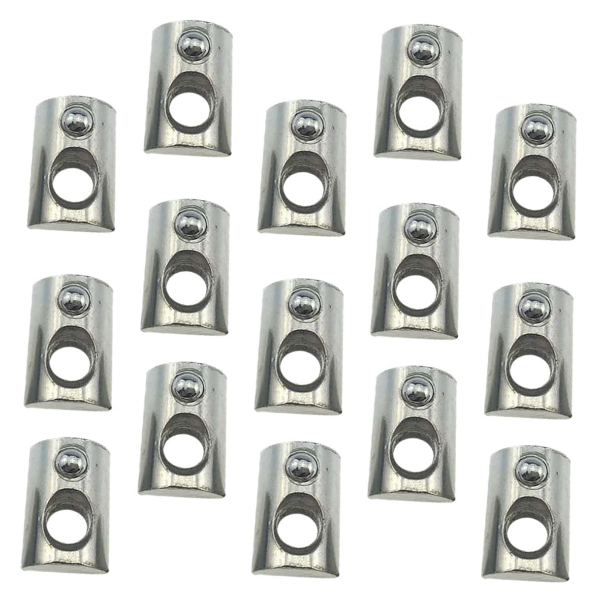 Cabilock 100pcs Carbon Steel Nickel-Plated T-Type Roll-in Spring Ball Nuts for Aluminum Extrusion Profiles M5 Threaded Fasteners for Industrial Assembly