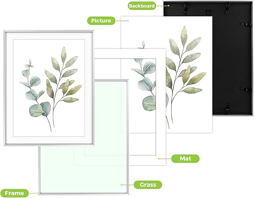 Vista 200 de Golden State Art - Marco de fotos de aluminio satinado clásico de 8 x 10 con alfombrilla de color marfil para fotos de 5 x 7 y cristal real, Dorado