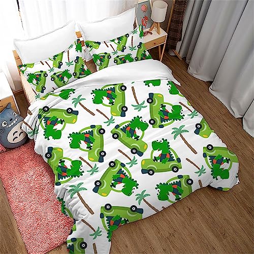 HOMHOMHA Rainbow Single/Double Bed Duvet Cover Set For Girls/Kids/Children Soft Microfibre Bedding Sets Equipped With Quilt Cover And Pillowcase (Dinosaur01 - Image 4