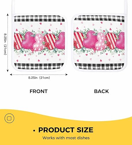 Miniatura 3 de 2 Packs Buffalo Valentines Love Pot Holders Sets for Kitchen,Oven Pan Plate Bowl Pads Heat Proof Mat with Hanging Loop,Terry Cloth Potholders Soft