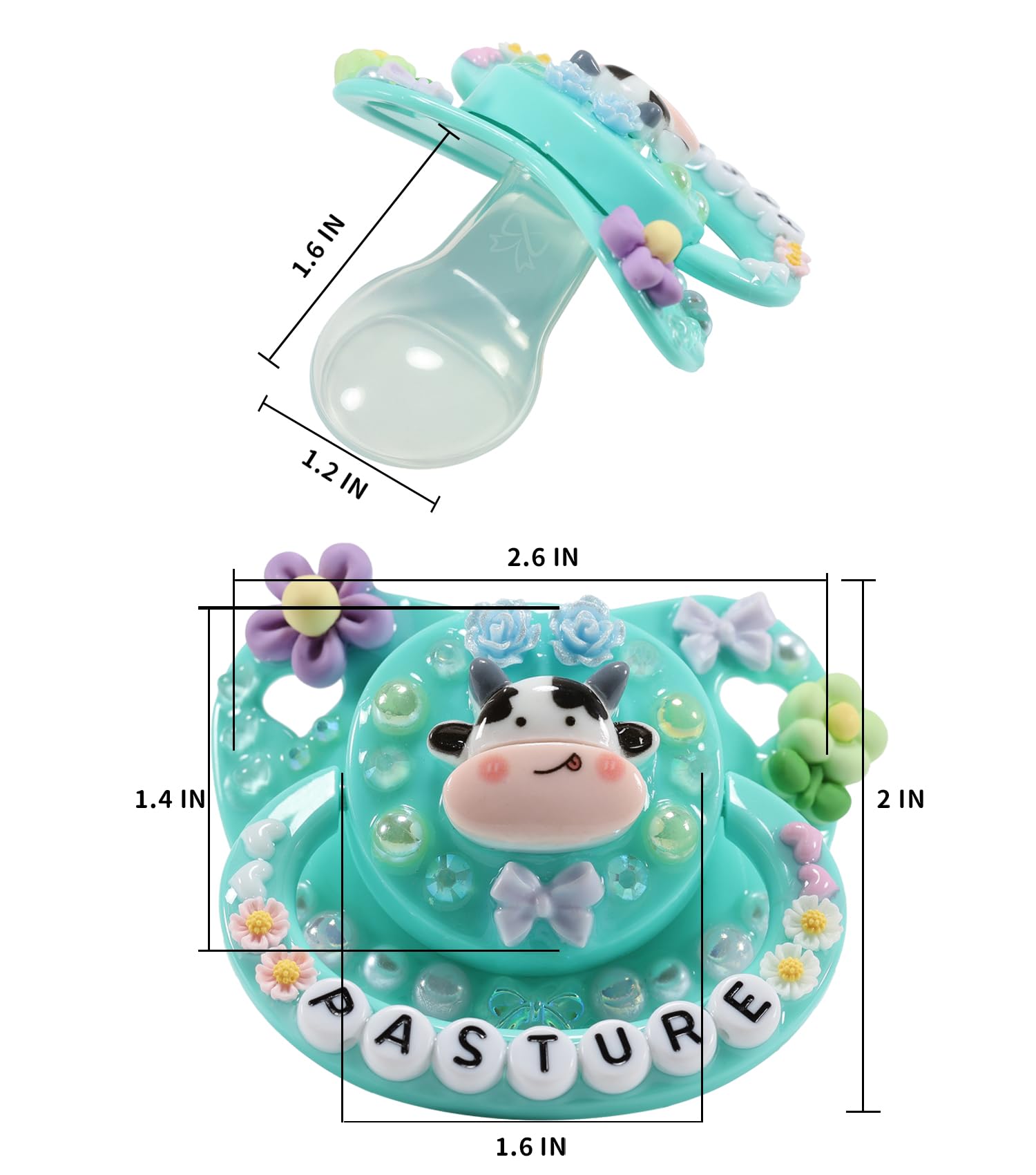 CutiePlusU Adult Pacifier Big Shield DIY Handmade Adult Pacifier - Green Pasture - Image 2