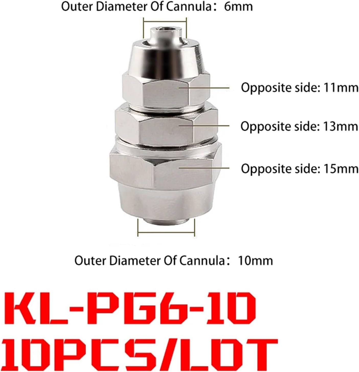 10 PCS PG Pneumatic Connector Quick Twist Straight Through Hose Fitting(10PCS KL-PG6-10)
