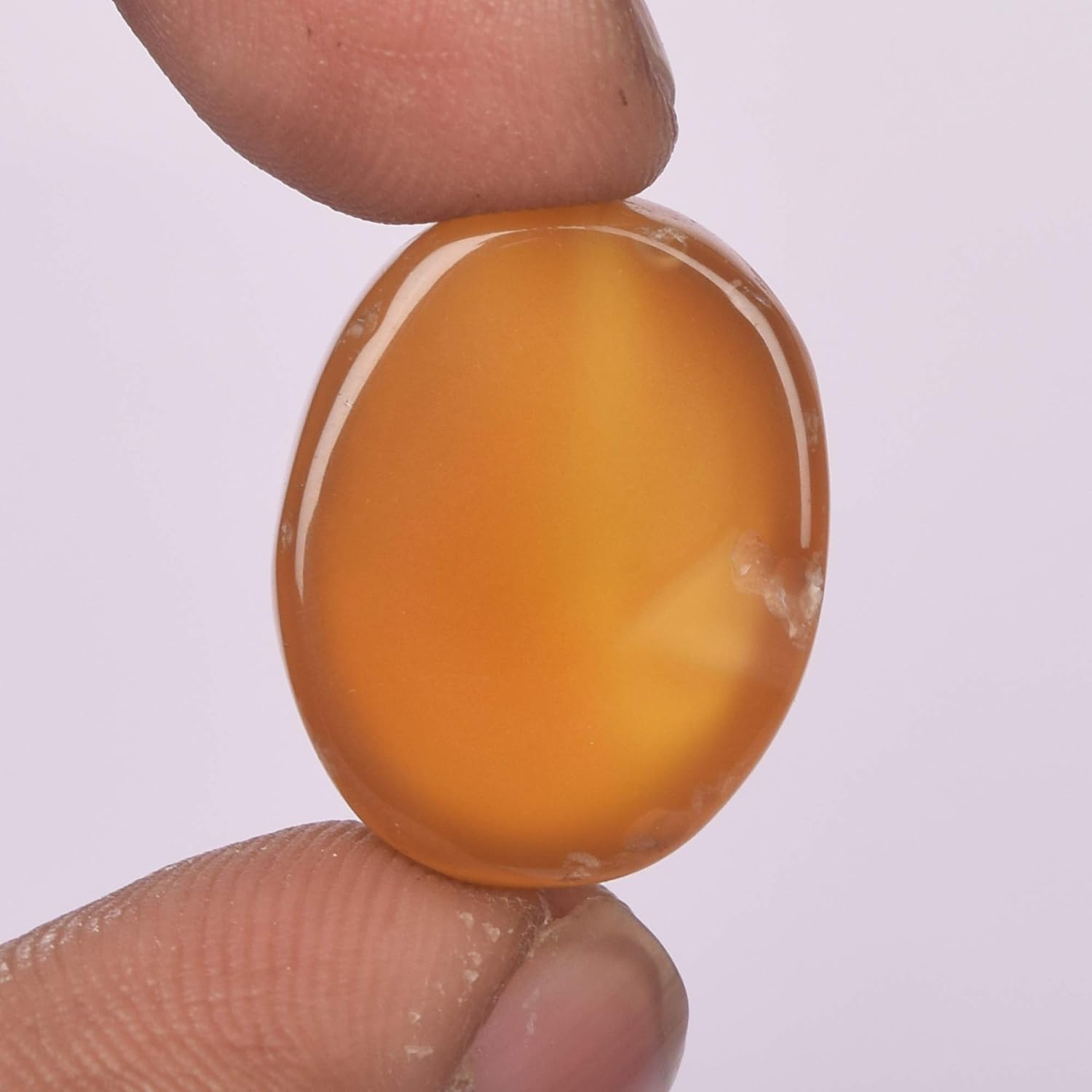 REAL-GEMS Natural Orange Onyx Oval Cabochon 19mm 22.50 Ct Loose Gemstone for Jewelry Making Genuine Polished Bead Stone