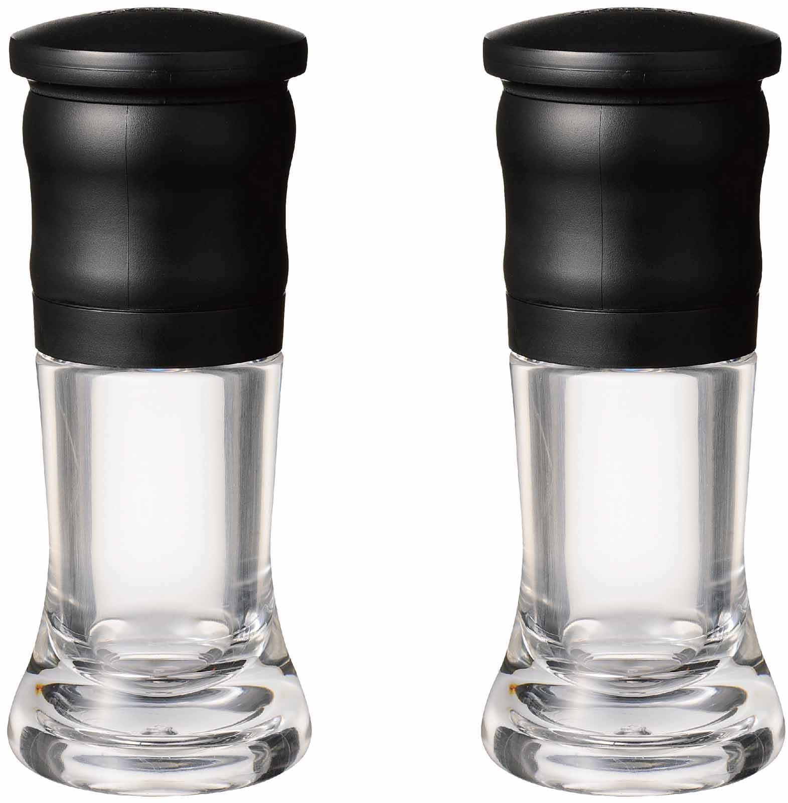 Kyocera Mühle, 41.4 ml (40ml), 2er Set, Schwarz, Keramik Salz & Pfeffer, Kristallsalz, Steinsalz, Pfeffer, Gewürz, Gewürzbehälter, Rauheitseinstellung, Zersetzungsreinigung, CM-10-2P-BKBK