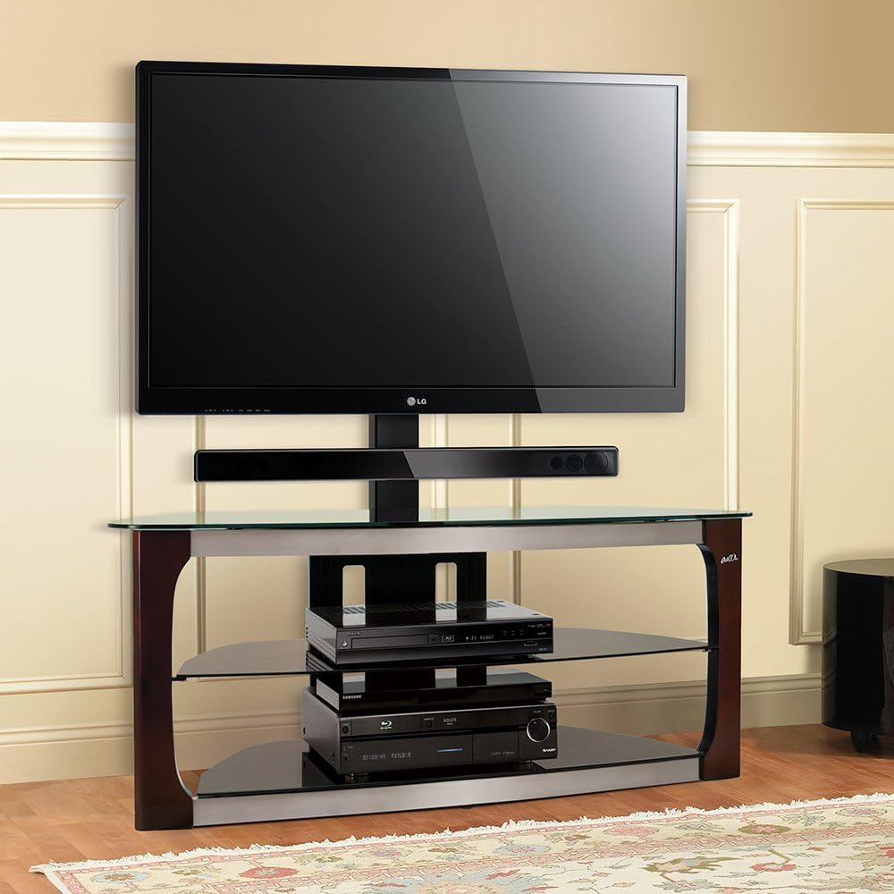 Bell'O TPC2133 TV Stand in a living room setting with a TV mounted
