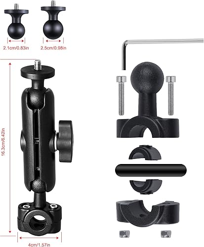 Miniatura 5 de Soporte de cámara de tablero de 360° para GoPro Hero 9 8 7 6 5 4 sesión, soporte de espejo retrovisor para motocicleta, UTV, ATV, soporte de cámara