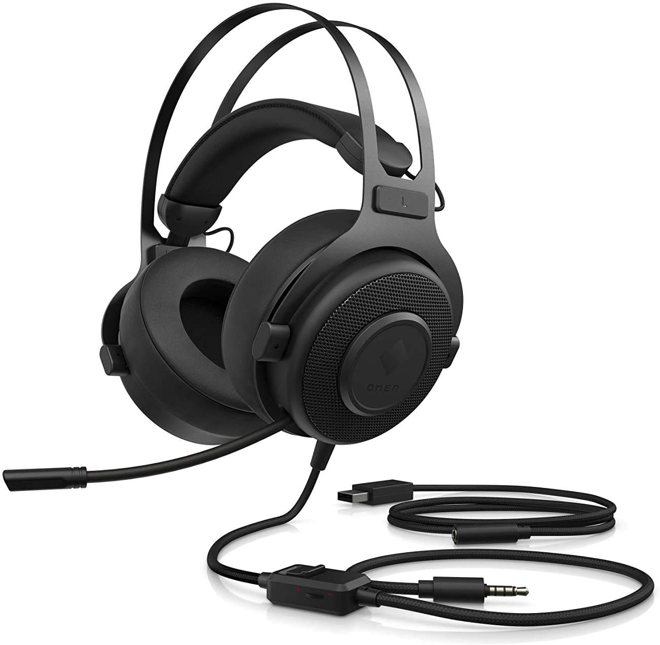 HP OMEN Blast Headset, Cuffie con Cavo USB-A, Audio Surround 7.1, Archetto Sospeso, Cuscinetti Imbottiti, Microfono Retrattile, Comandi in Linea, OMEN Command Center, Compatibilità PC e Console, Nero