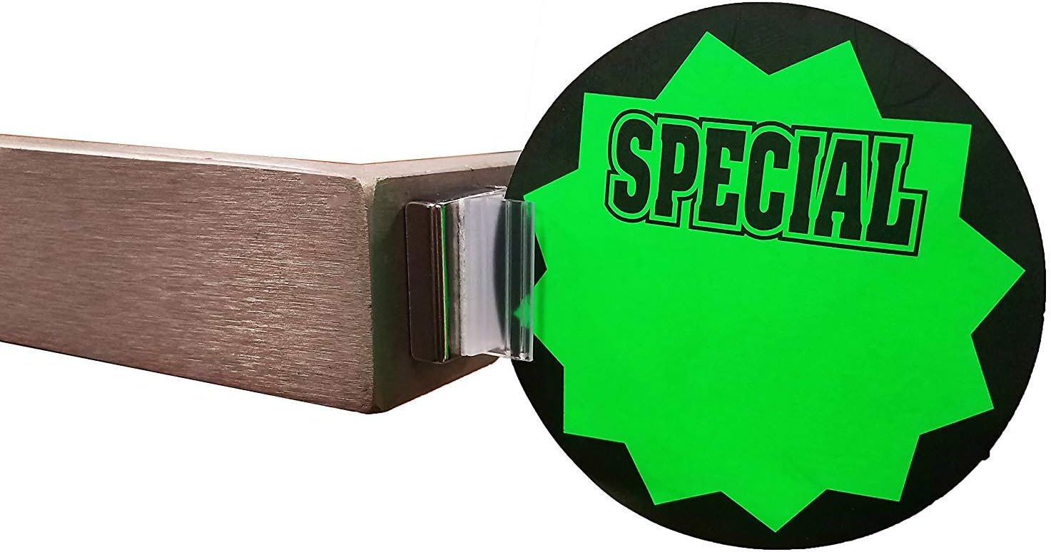 Small Clear Magnetic Card Grip Sign Holder for Gondola, Metal Shelves & Pallet Racks - 20 Pack