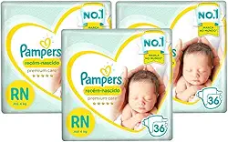 Kit Fralda Pampers Premium Care Recém Nascido com 108 unidades - 2 à 4,5kg