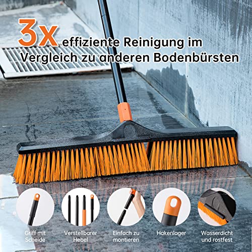 Image of CLEANHOME 24 inchPush Broom Brush for Floor Cleaning 2 Set,Indoor&Outdoor Broom (Pack of 2)