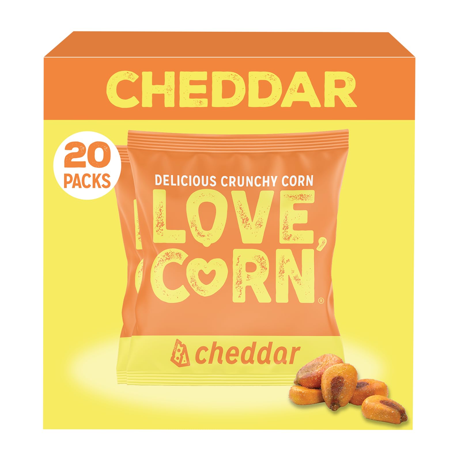 Love Corn Cheezy 0.7Oz X 20 Bags - Delicious Crunchy Corn - Healthy Family Snacks - Gluten Free, Kosher, Non-GMO - Alternative to Chips, Nuts, Cookies & Pretzels - Perfect