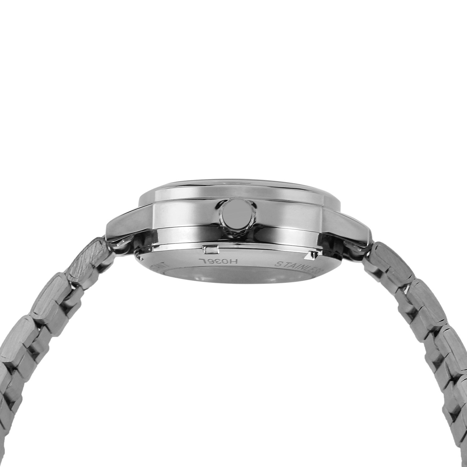 FORSINING Orologio da polso da donna, elegante, automatico, con scheletro, analogico, in acciaio inox, Argento, Bracciale