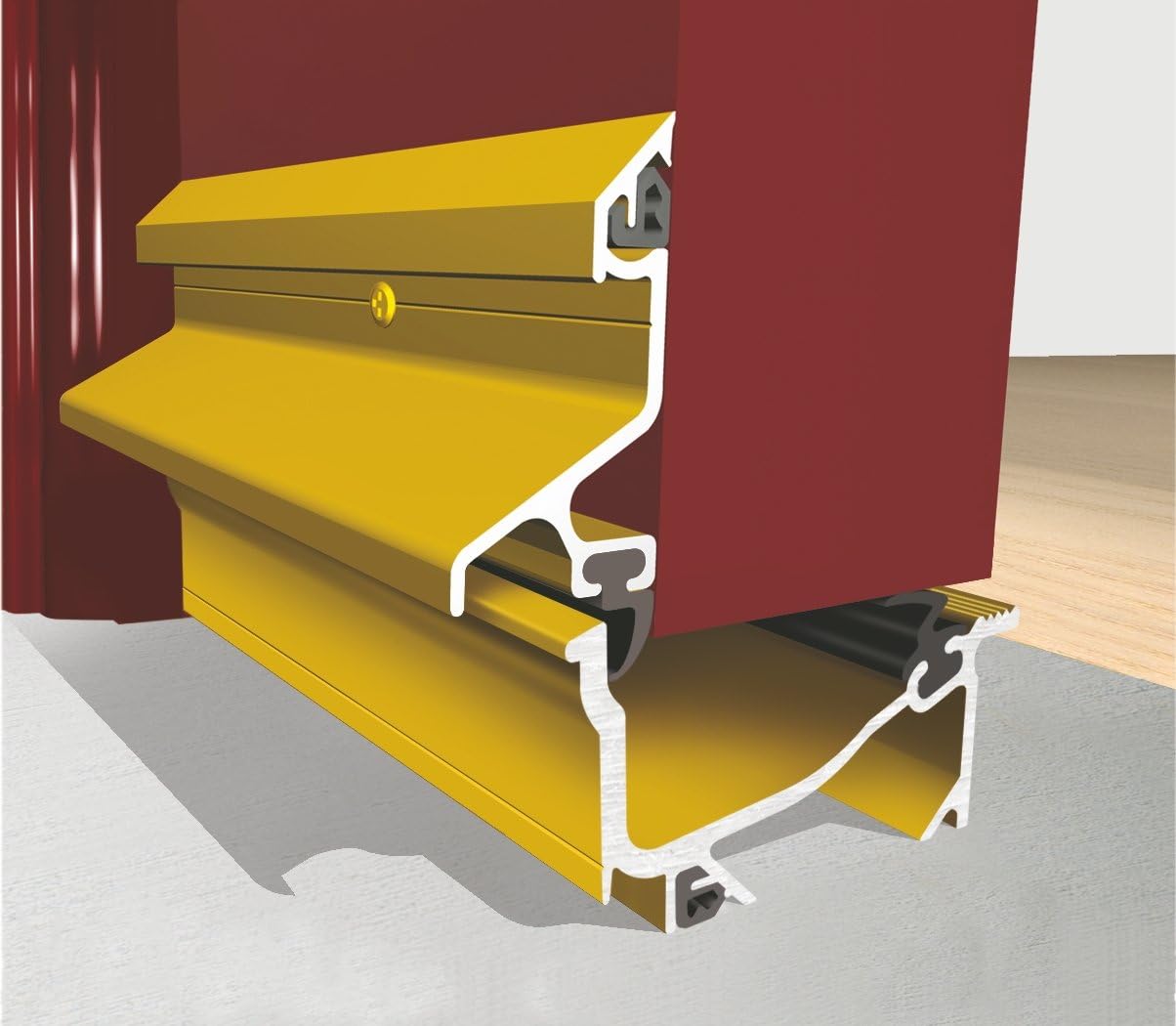 Weatherten Bar 914mm (36") - Inward Opening Door Weather Bar Draught Excluder, Aluminium, Full Kit with Screws, Plugs & Safety End Caps (Gold)