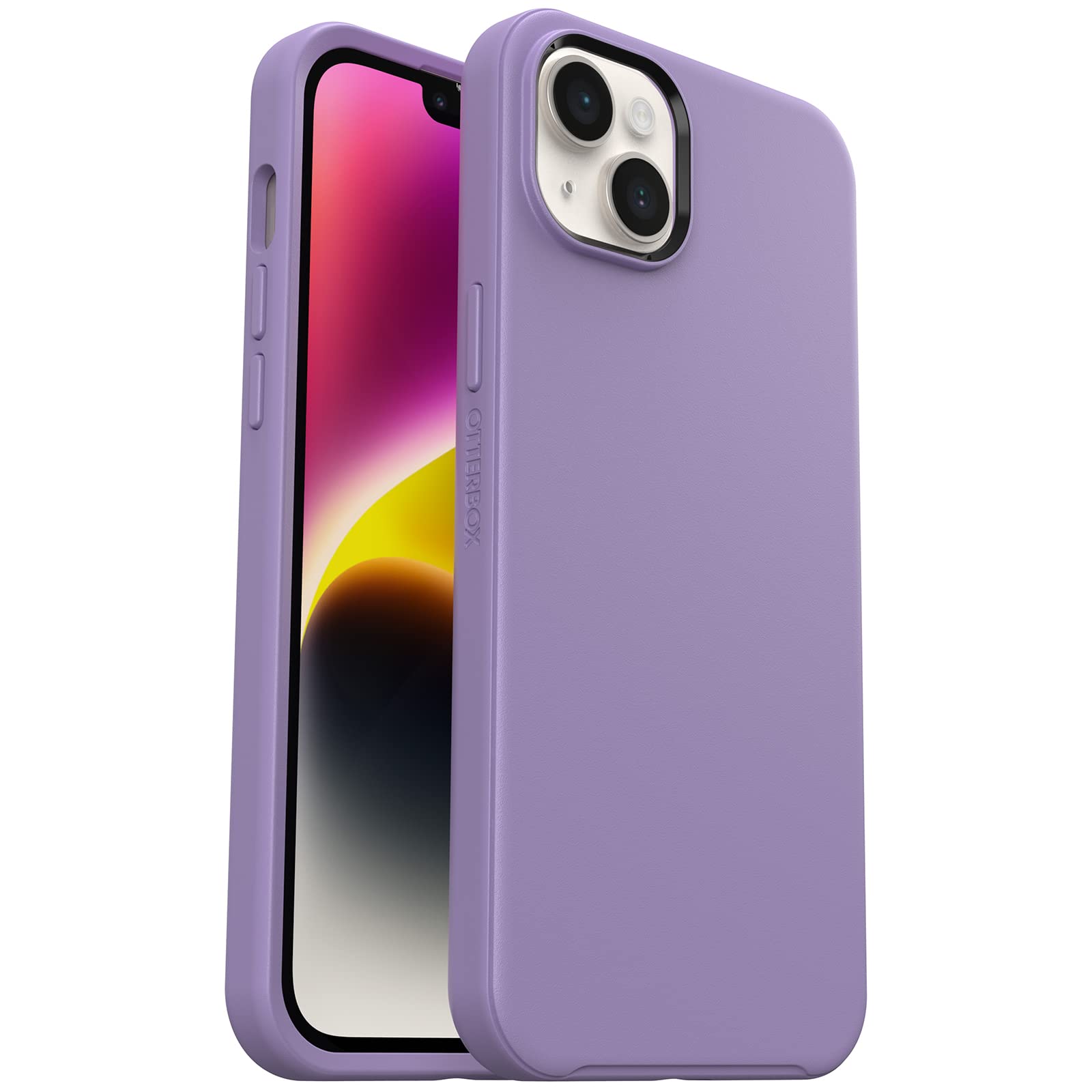 OtterBox iPhone 14 Plus Symmetry Series+ Case - YOU LILAC IT (Purple), ultra-sleek, snaps to MagSafe, raised edges protect camera & screen