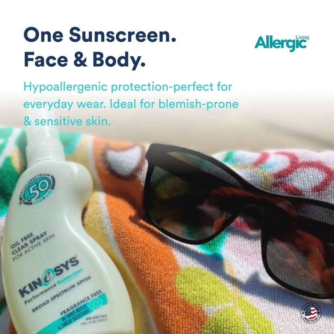 KINeSYS SPF 50 Crème solaire transparente sans parfum, sans huile et alcool, visage et corps, hypoallergénique pour les peaux sensibles et grasses, taille familiale, 113,4 g