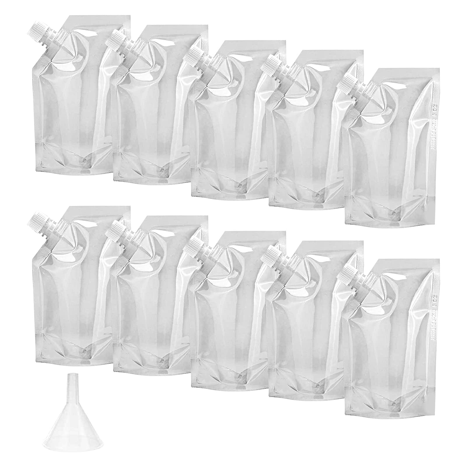 ulafbwur Drinking Bag 1 Set 350ML/500ML/200ML/100ML/1000ML Liquor Pouch Food Grade Transparent PET Sneak Alcohol Flask Hide Drinking Bag with Funnel Beverage Pouch