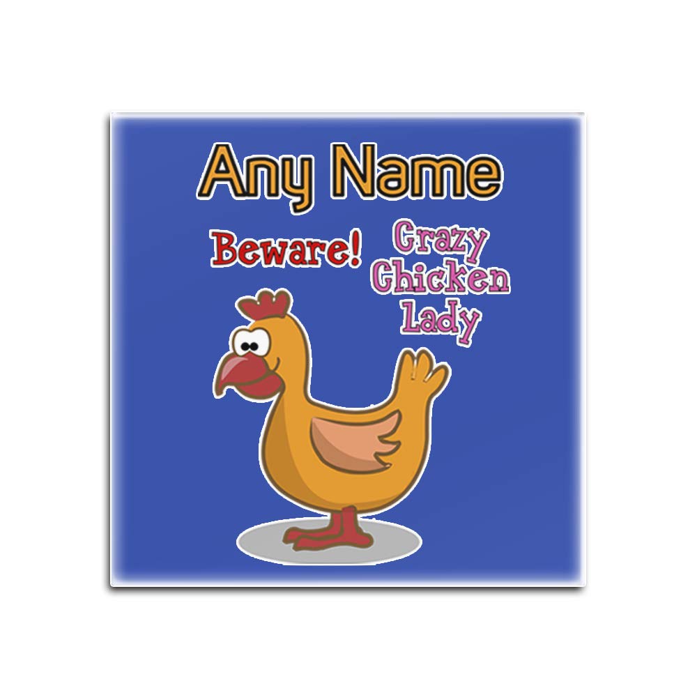 Dessous-de-Verre en Verre Antirayures Motif Crazy Chicken Lady Lot de 4