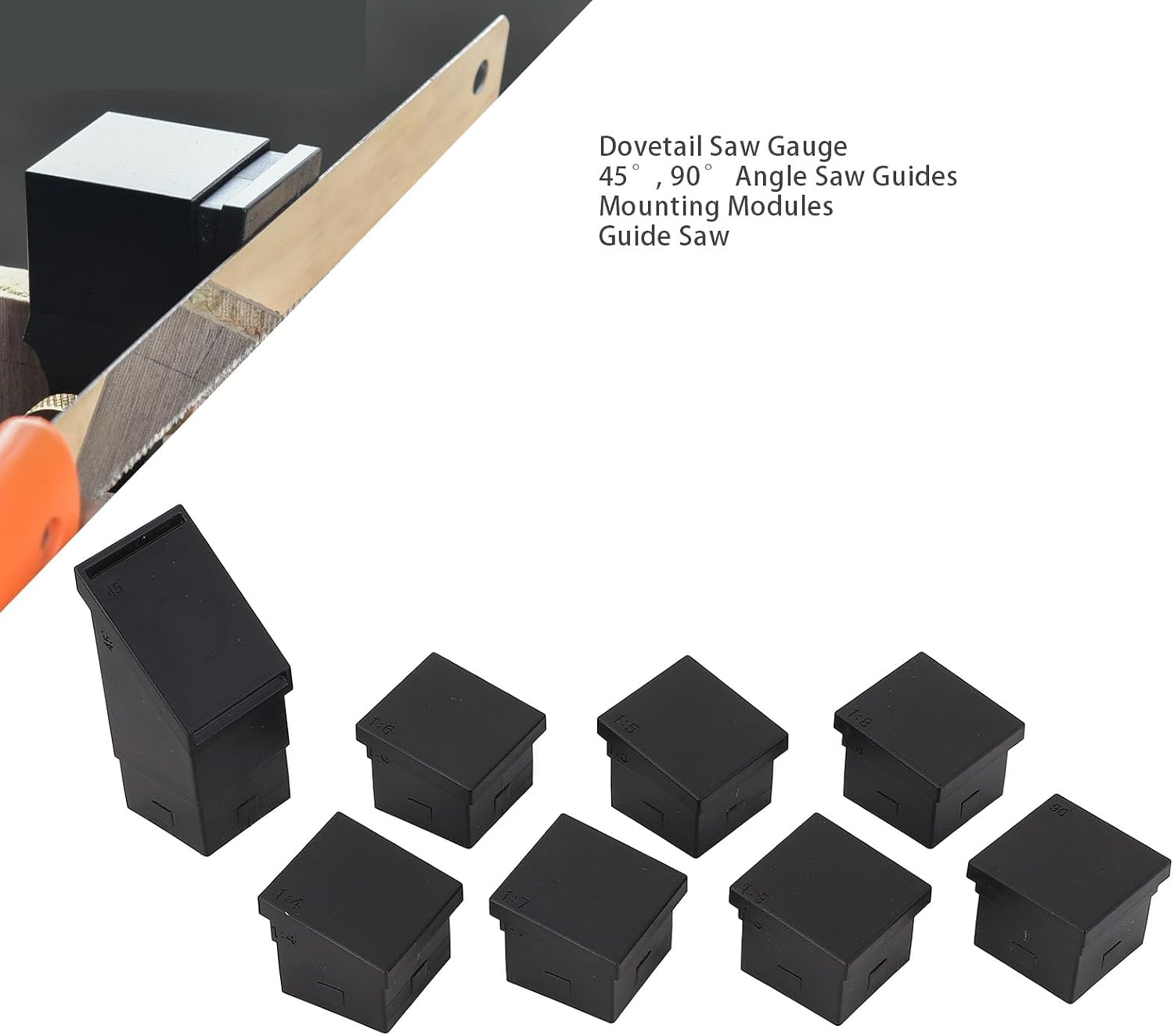 Dovetail Rail Saw Gauge, Magnetic 90° Right Angle Saw Cutting Guide, Aluminum Alloy Woodworking Dovetail Guide with Six Modular Joints for Precision Cuts