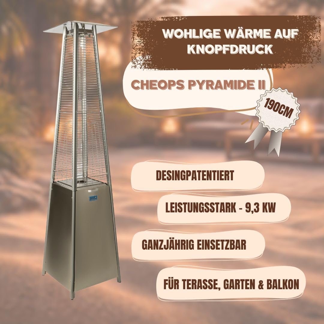 ACTIVA Heizstrahler Terrasse Pyramide Cheops II I Premium Heizstrahler inkl. Duran Schott Glasröhre I Leistungsstarker Heizpilz für Wärme auf Abruf