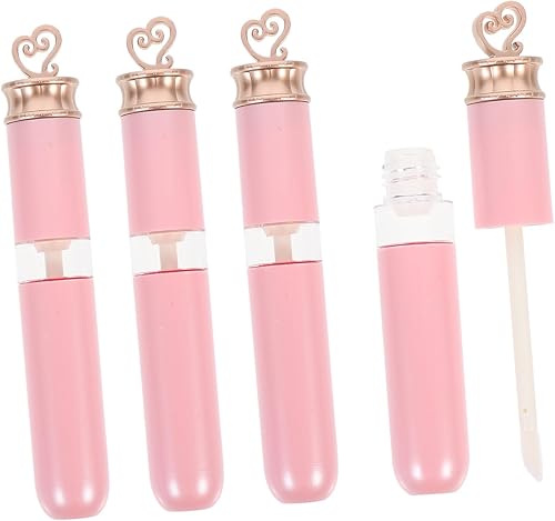 Baluue 4pcs Heart Shaped Empty Lip Gloss Tubes Portable Makeup Bottles for Diy Lip Color for Travel and Daily Use