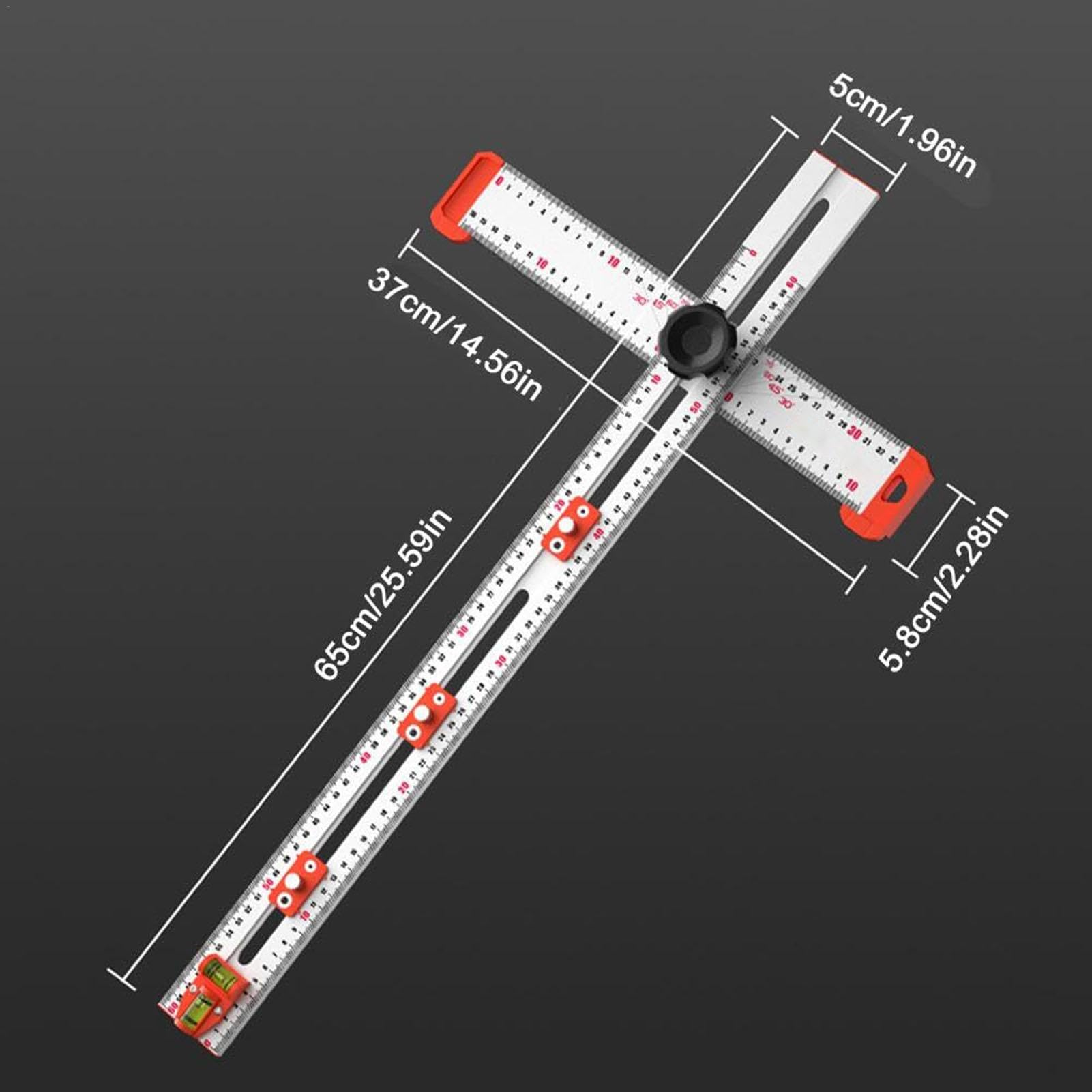 Generic 1/2 regla en T de aluminio – Herramienta de mano con regla cuadrada en T, regla de escala de medición cuadrada T, regla T graduada, carpintería ajustable, regla T de medición multifuncional | cuadrada en T, regla de escala de medición cuadrada T,