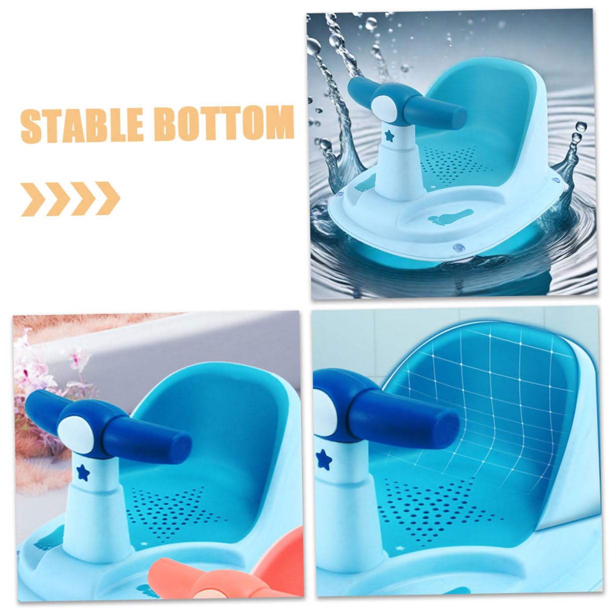 TOYANDONA Asiento de Baño para Ñiño Portátil Ventosas Antideslizantes de Pp y Tpe, Silla Ergonómica para Bañera Adecuado para Ducha en Casa para Niños y Bebés