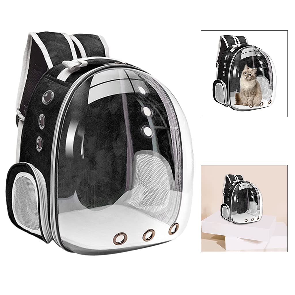 MagiDeal Premium Katze Rucksack Transporteur, Große durchsichtig Pet Blase Tasche, Tragbare Belüfteten Katze Kleine Hund Transporteur, im freien wasserdichte, Schwarz