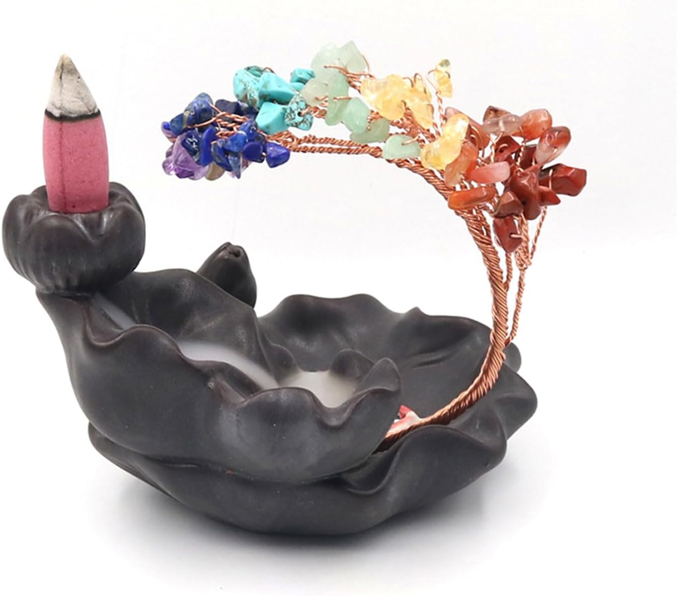 Backflowing Incenses Burners Ceramic Incenses Holder with Crystal Tree Waterfall Holder Home Decorations Aromatherapys Decorations