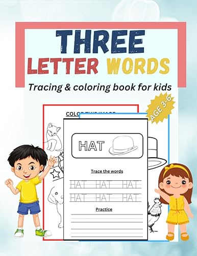 THREE LETTER WORDS Tracing & coloring book for kids