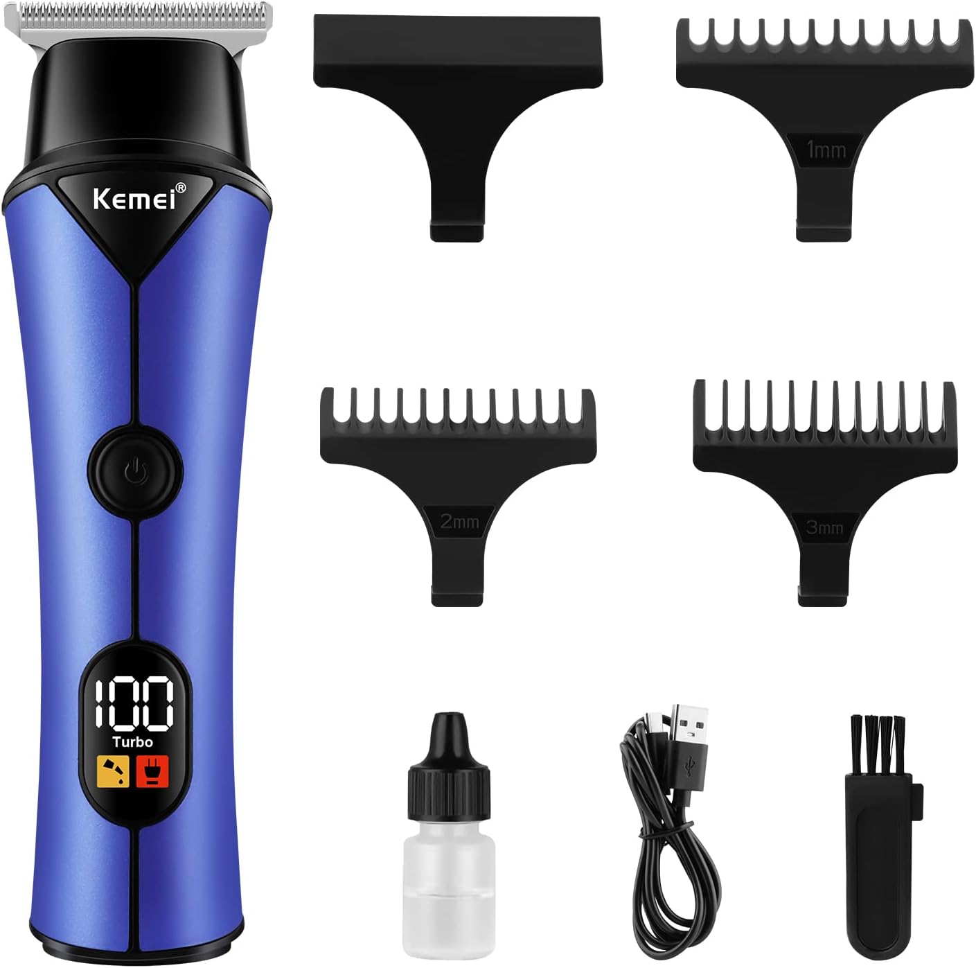 KEMEIBlue Hair Clippers for Men, Cordless Clippers for Hair Cutting, Professional Barber Clippers, USB Rechargeable Wireless Haircut Clippers km-641