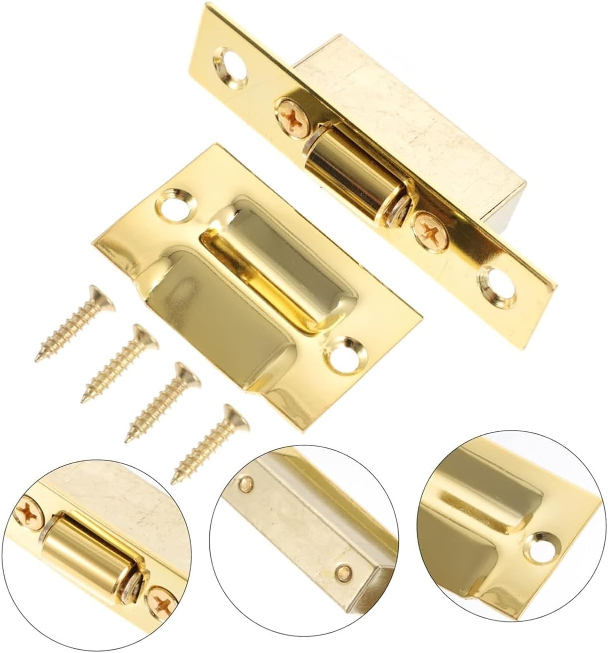 Cabinet Magnetic Push Latch, 2pcs Touch Catcher Cupboard Drive in Catch Window Slide Strike Plate Double(Bronze)