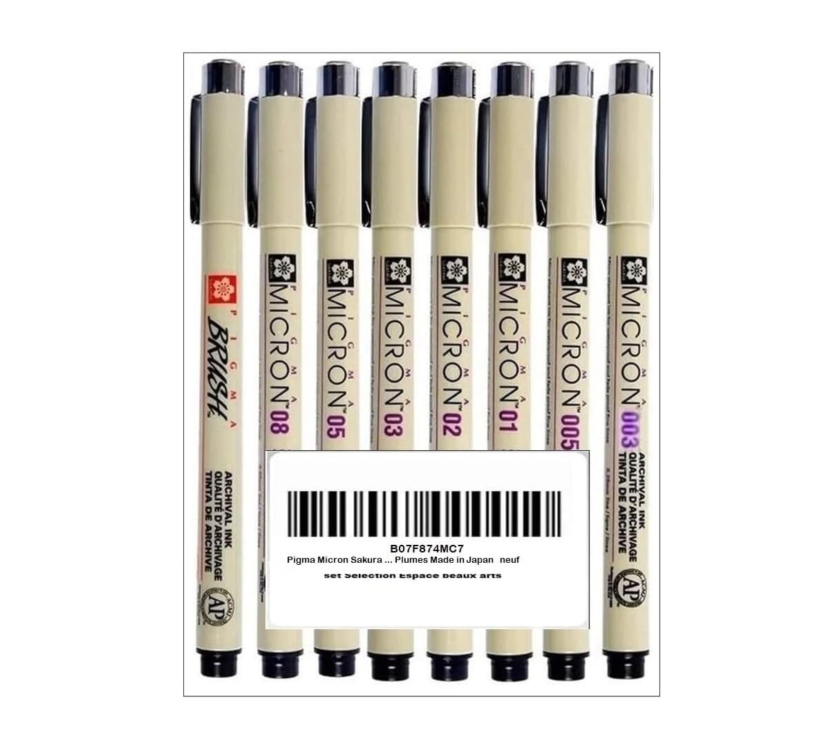 Pigma Micron sakura 003.005,01,02,03,05,08, Brush,set 8 pcs,Made in Japan