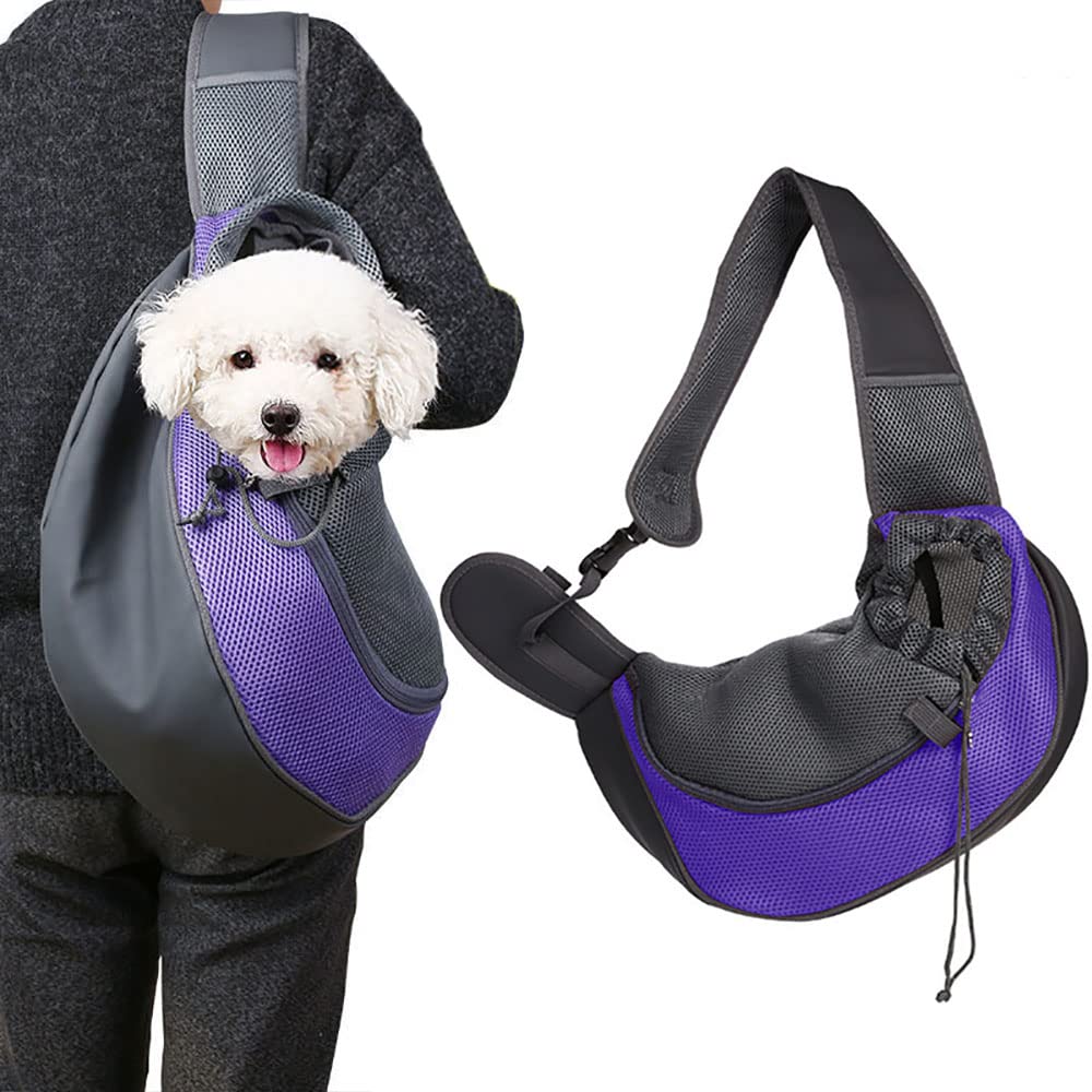 MUMOO BEARMumoo Bear Dog Sling Carrier Cat Carrier Backpack Pet Mesh Carrying Bag Safe and Breathable Special for Small Dog Puppy Cat Out Travel (L, Purple)