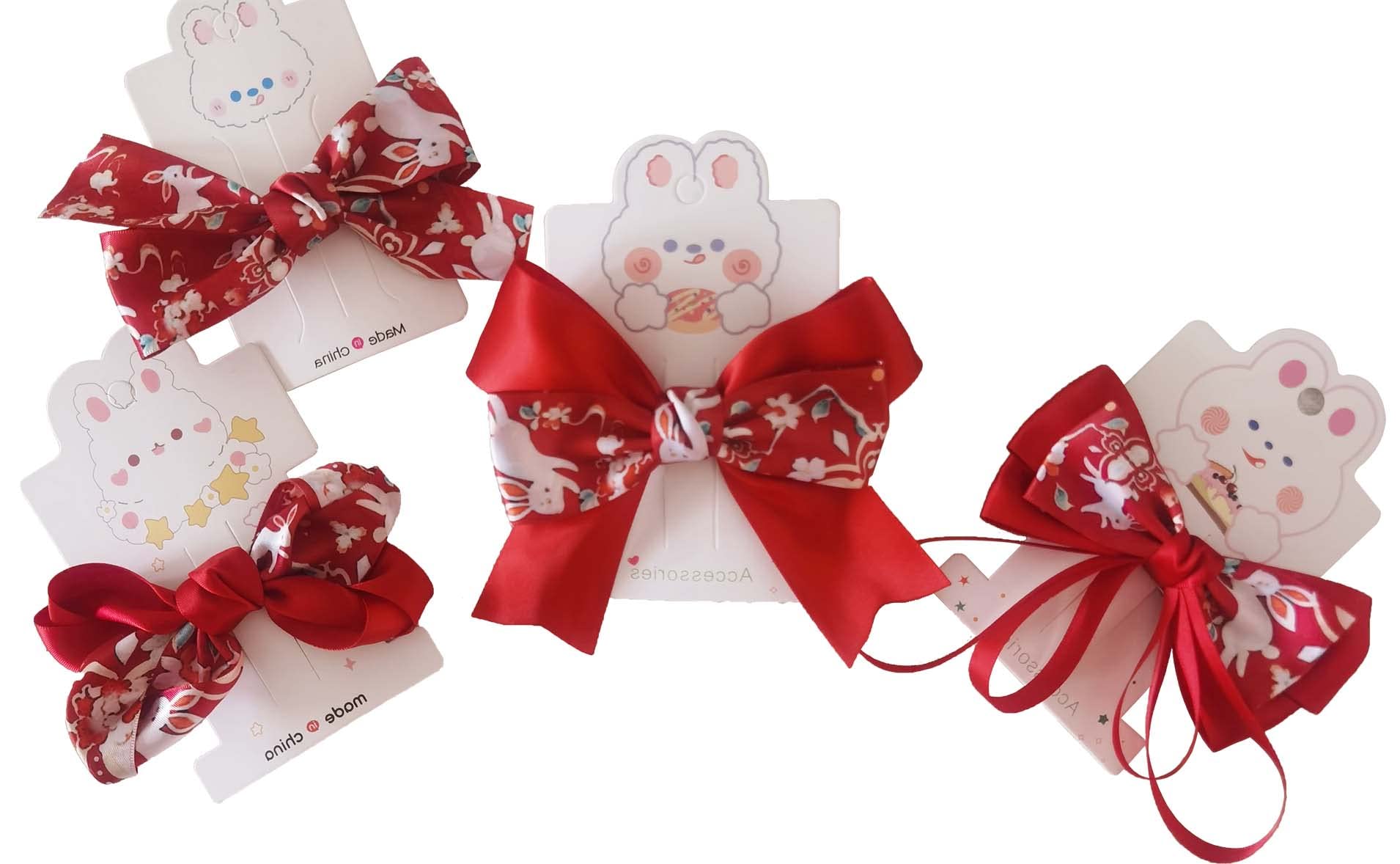 Wei-SecretHair Bows Clip for Little Kids, Girls, Women (Red, 4 Pieces )