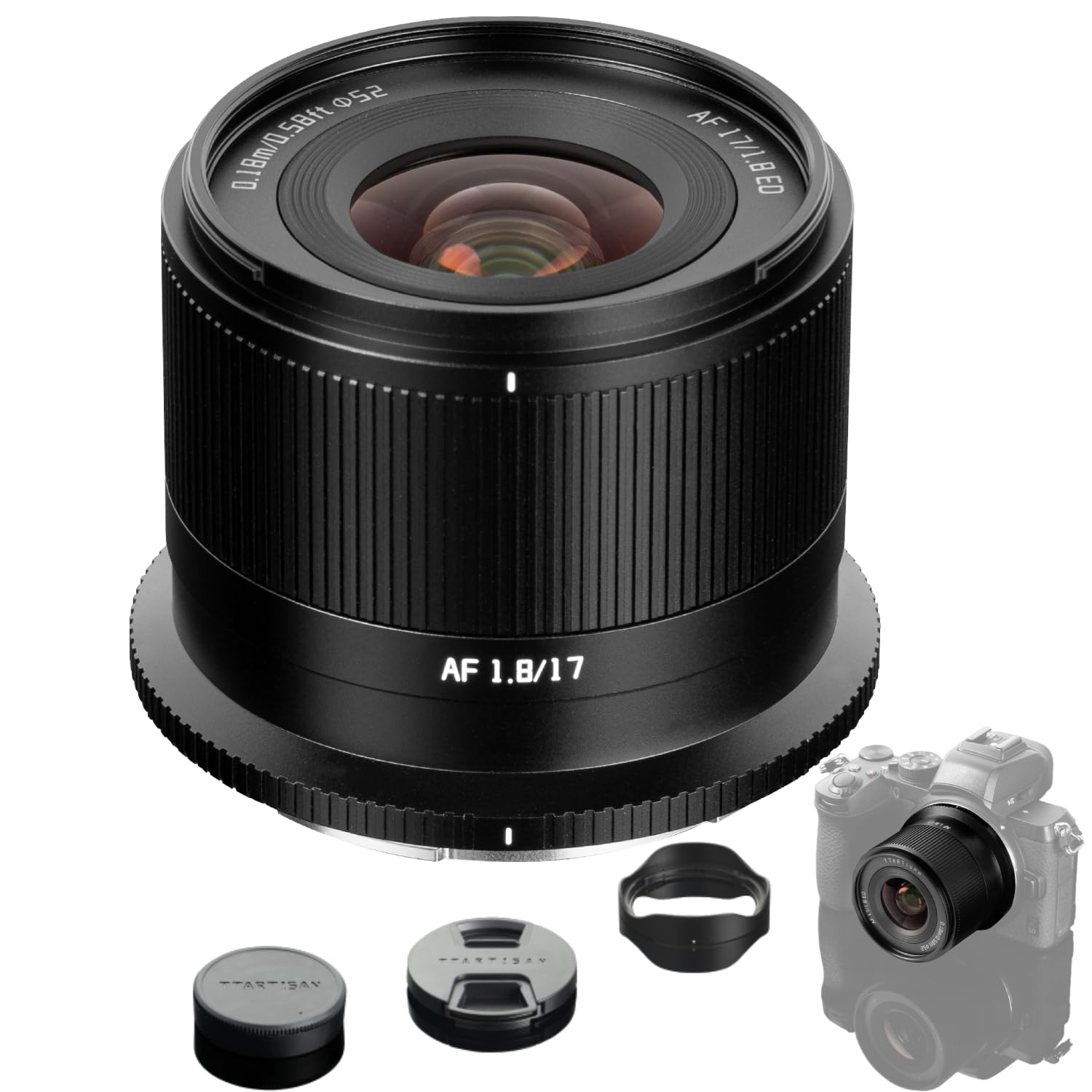 TTARTISAN AF 17mm F1.8 Air für NZ-Mount | 25mm Kleinbildäquivalent | F1.8 Großblende & hohe Bildqualität | Kompakt & stabil für DX-Format-Kameras ZFC Z50 Z5 Z6 Z6II Z7 Z7II Z9.
