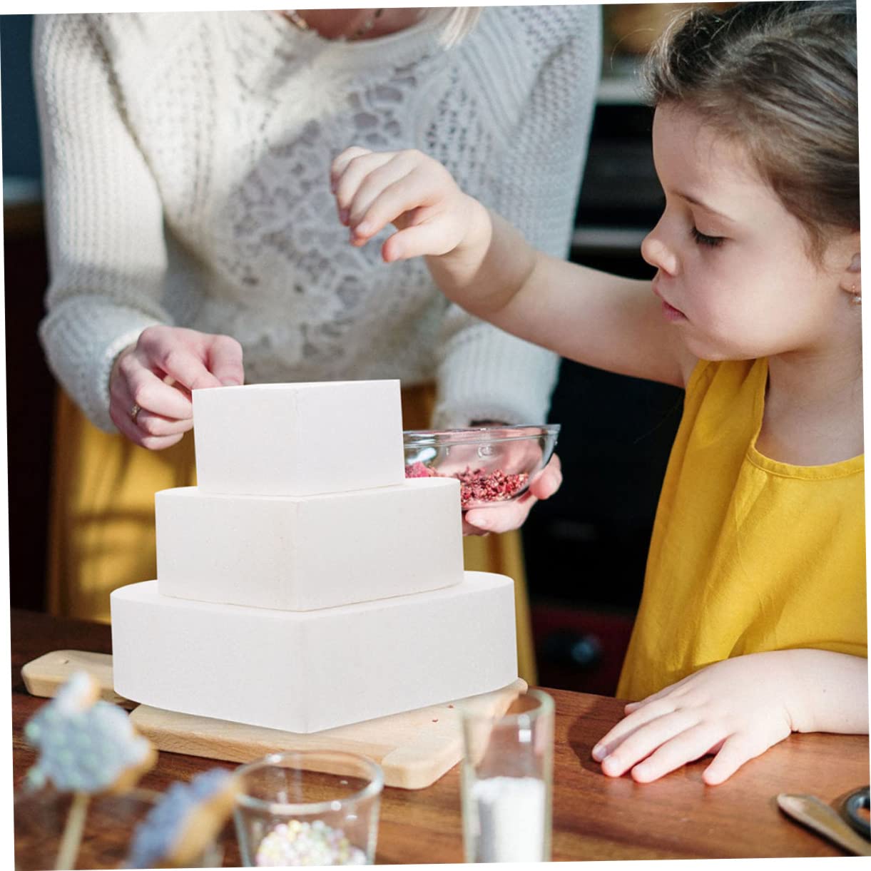 jojofuny 2 Ensembles Modèles De Gâteaux Décoratifs Mousse Pour Mariage Faux Gâteaux Mousse Pour Pâtisserie Et Diy Accessoire De Décoration De Gâteau 3 Pièces * 2