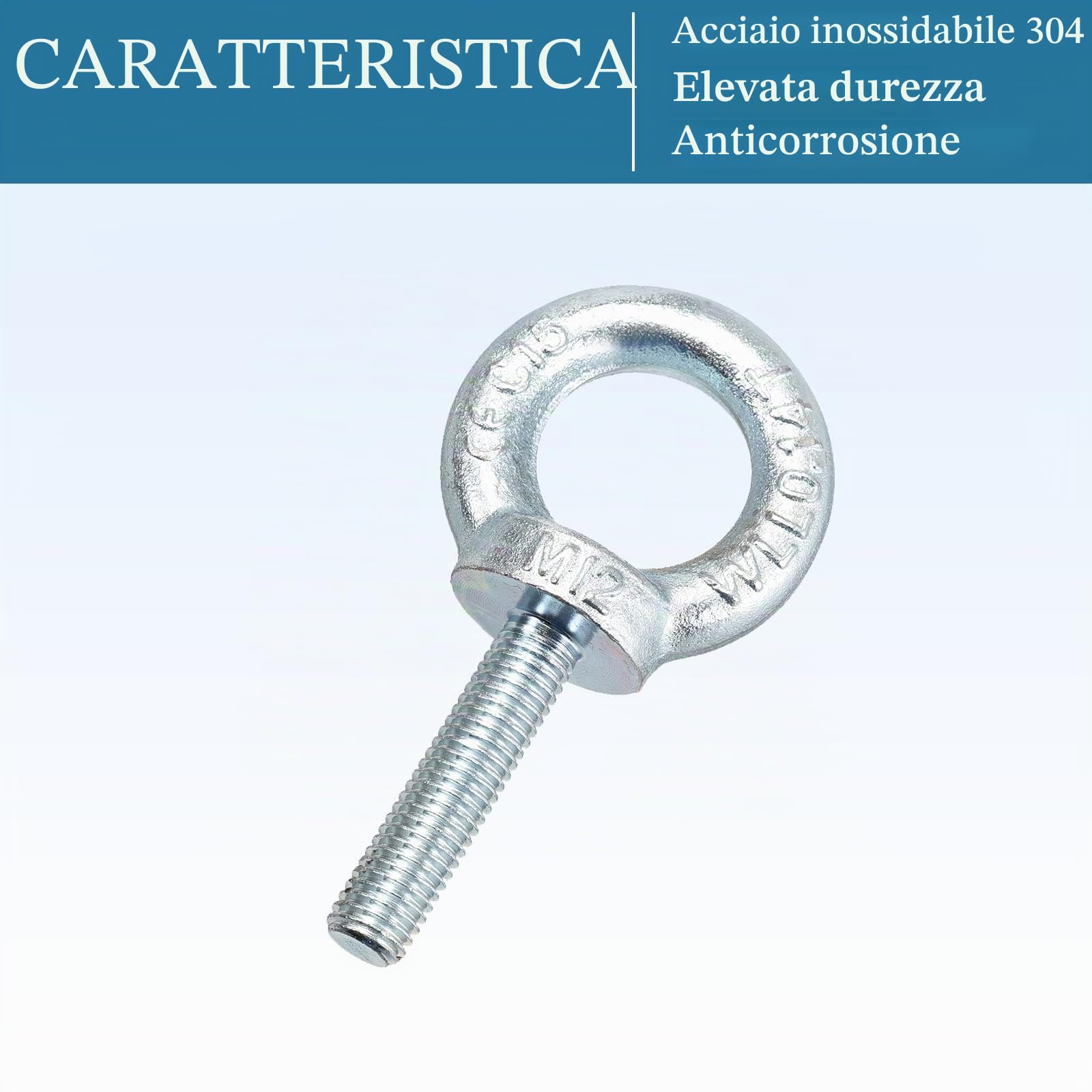 QUARKZMAN M12 x 50mm Sollevamento Occhio Bullone x 2pz Carbonio Acciaio Zinco Placcato Filettatura per Altalena Amaca e Macchine, [Argento Tono]