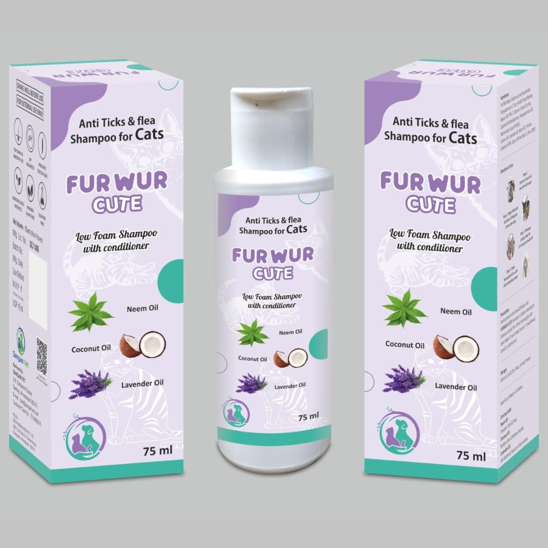 FURWUR Cute Anti Ticks and Flea Shampoo for Cats 75ml, with Lavender Oil, Coconut Oil & neem Oil (B0DGXTRXL3) Amazon Price History, Amazon Price Tracker