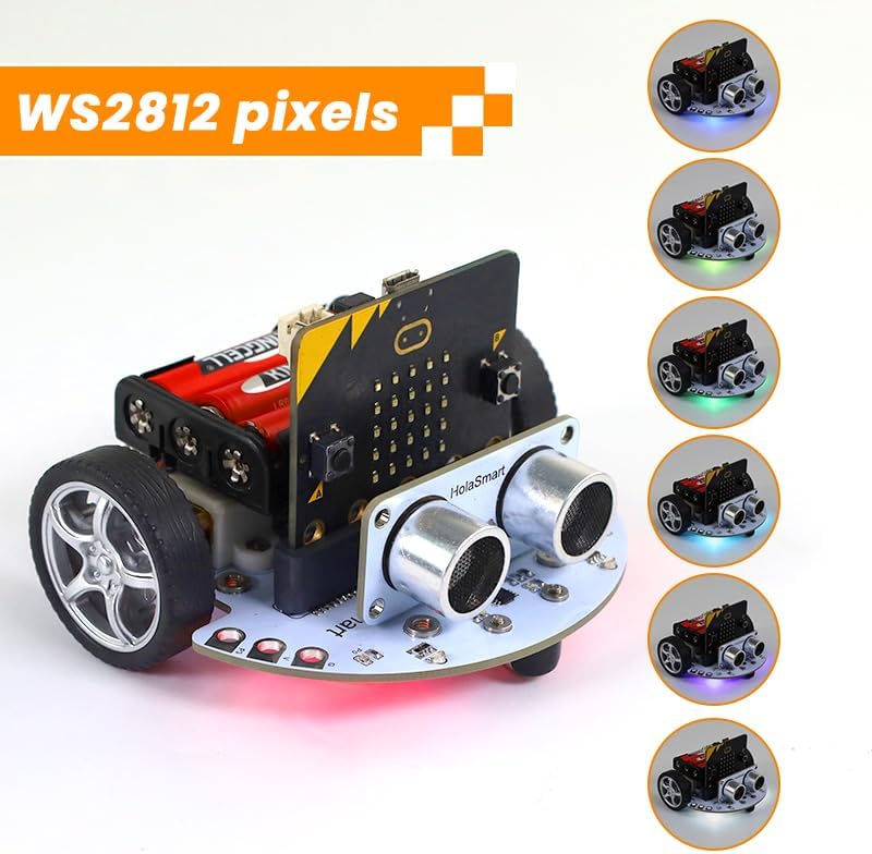 Miniatura 4 de Microbit DIY Mini Coding Robot Car Kit compatible con BBC Microbit V2 y V1, kits de ciencia de ingeniería STEM para MakeCode y Python (sin Microbit