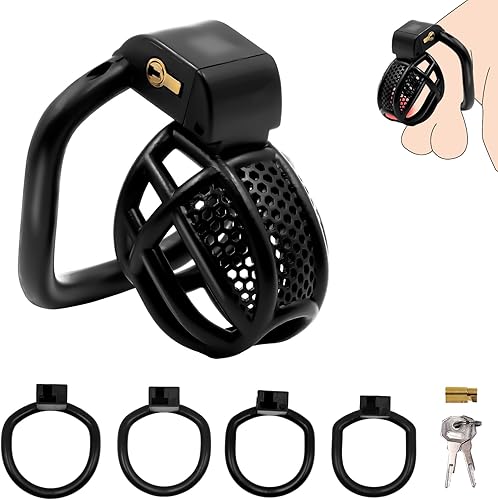 Jaula de castidad masculina para el pene - Jaula de castidad para hombre, ejercicio de pene impreso en 3D, equipo de bondage negro, ligero, juguete