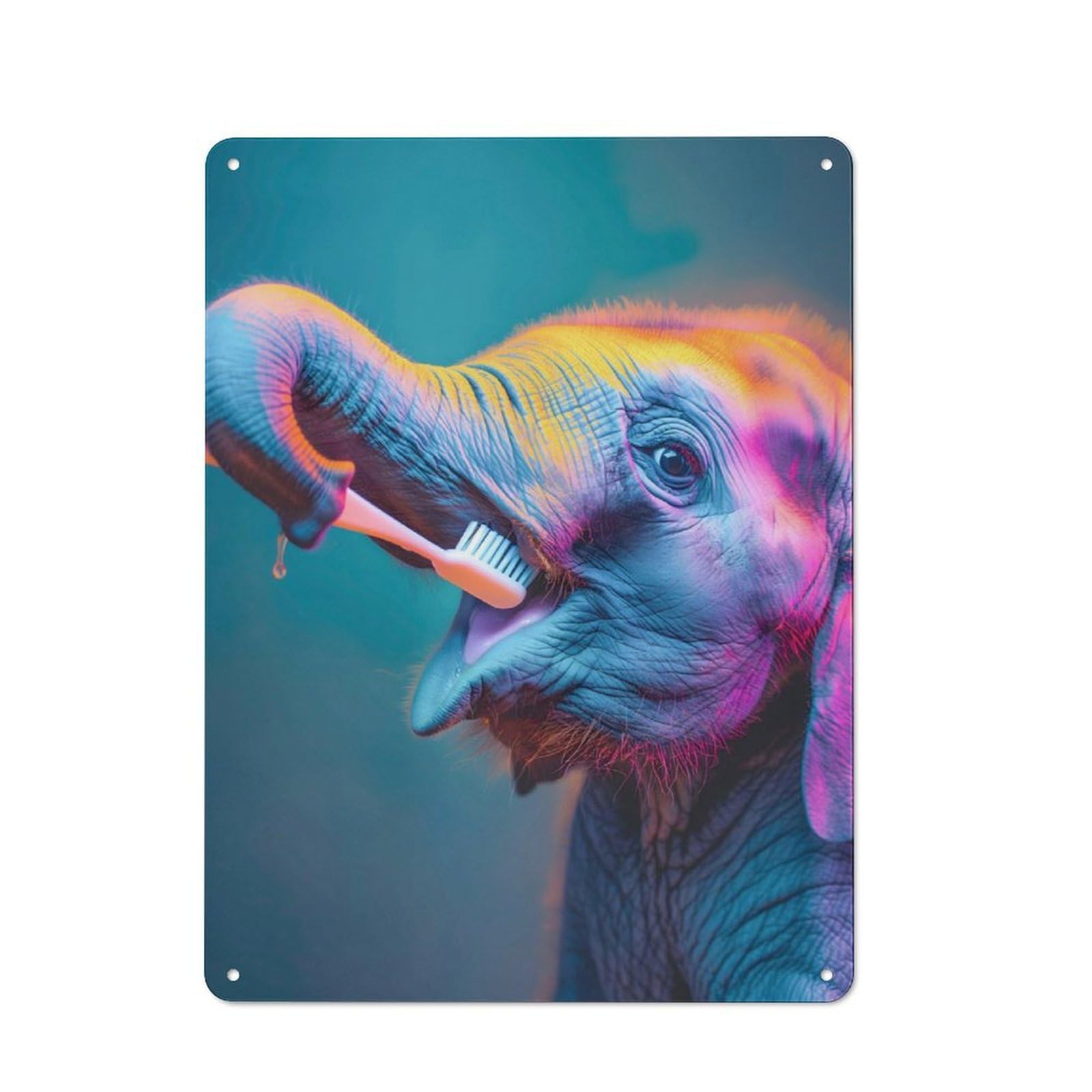 Junmoney Elephant Tooth Brushing Metal Sign 40X30cm With For Workshop Wall, Rustic Decor, For Collectors Decorating Workshops And Hobby Rooms