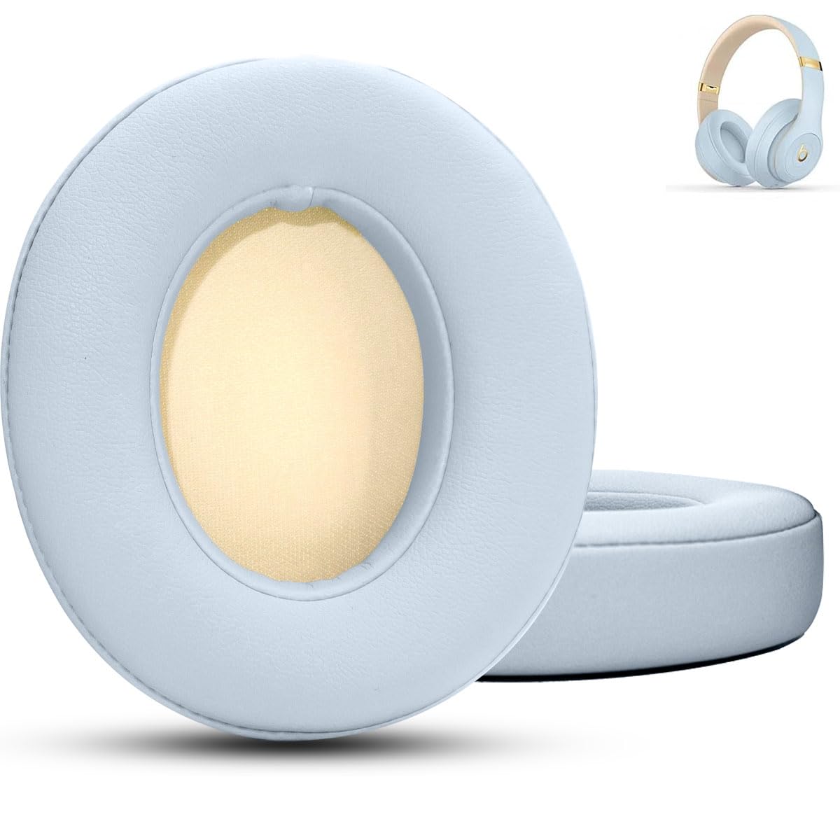 SEEFY Replacement Ear Pads Cushions for Beats Studio 2 & Studio 3 Wired & Wireless Headphones, Earpads with Soft Protein Leather, Noise Isolation Memory Foam (Light Blue)
