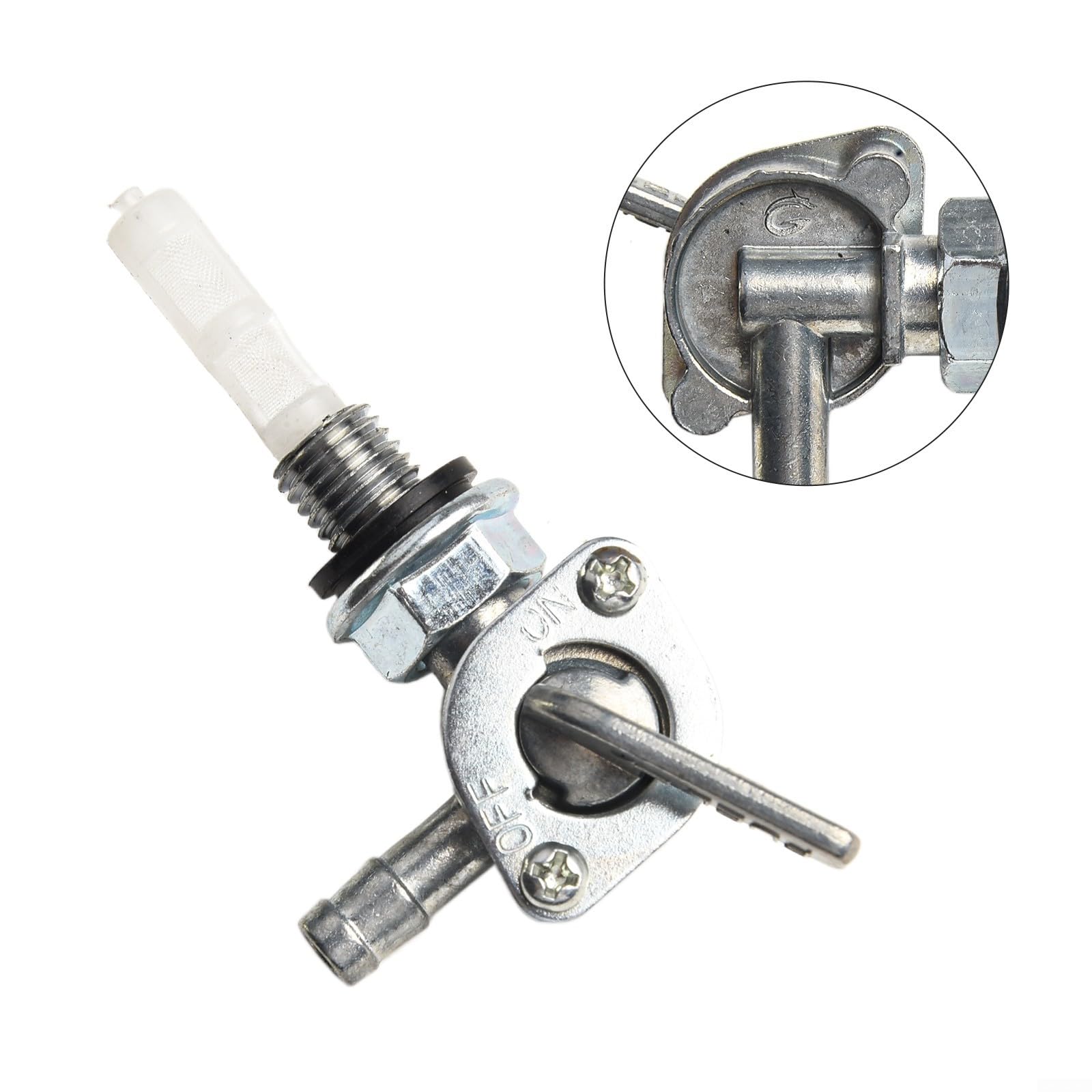 Valvola carburante on/off con filtro acciaio inox 7 cm destra per motori a gas generatori