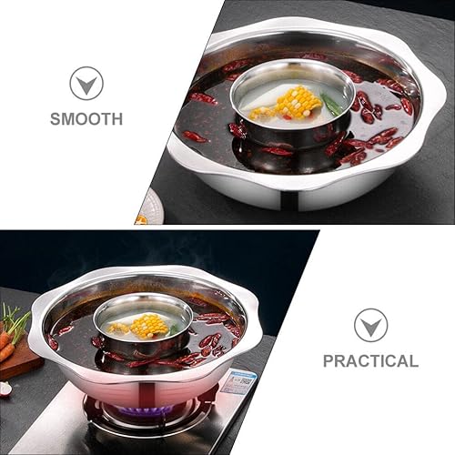 Miniatura 2 de Olla caliente de acero inoxidable Shabu Pot Olla caliente con divisor 30CM Espesar olla de cocina para estufa de inducción Estufa de gas Una olla