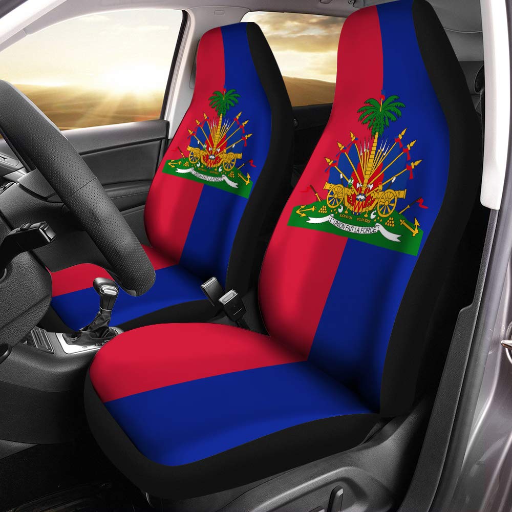 Personalized Custom Haitian Coat of Arms Haiti Flag Car Seat Covers Set of 2 Size Universal Fit