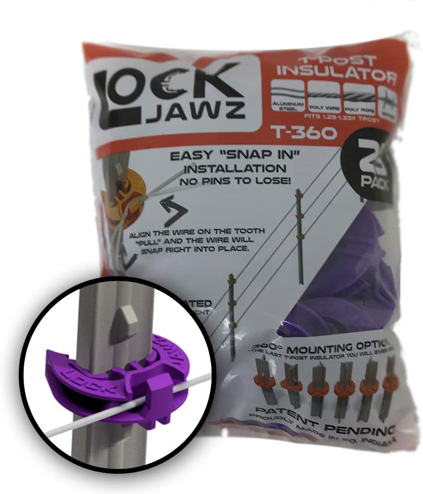 Lock Jawz T360 Electric Fence TPost Insulator Purple